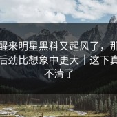 一觉醒来明星黑料又起风了，那段录音的后劲比想象中更大｜这下真的说不清了